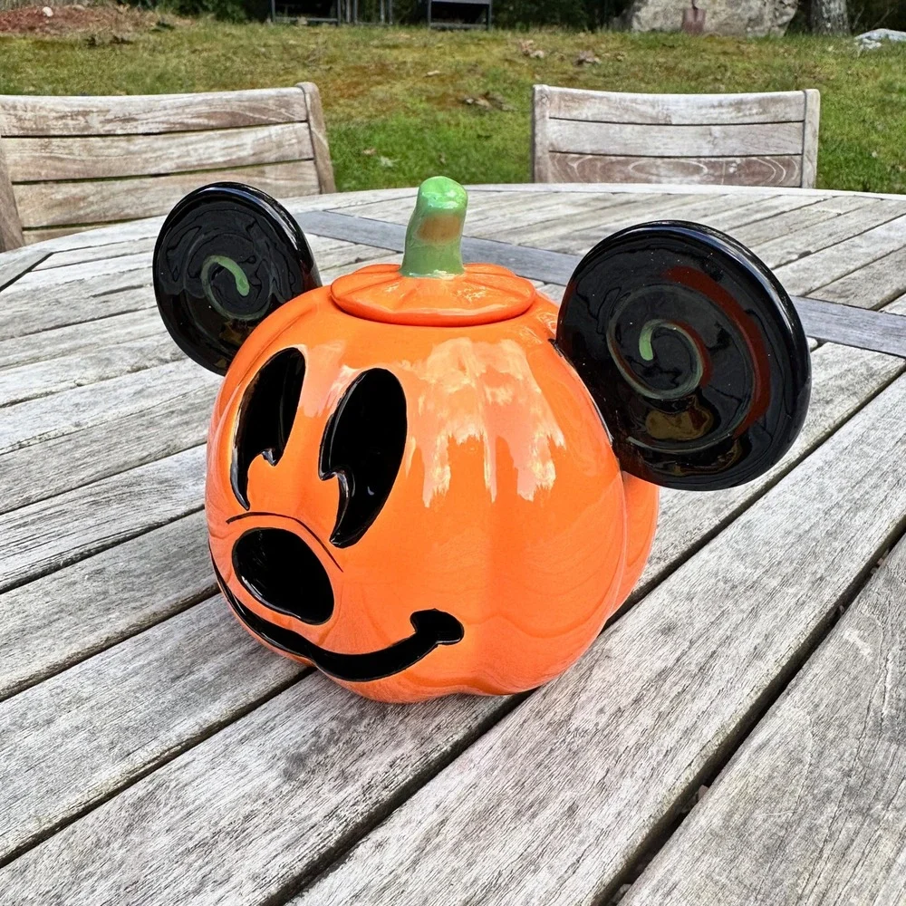 Disney Park Mickey Mouse Halloween Pumpkin Hand Painted Tea Light Candle Holder